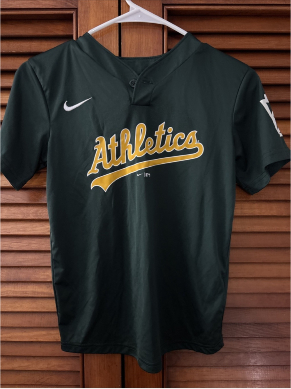 Oakland A’s #7 Nike Team MLB Shirt Little League Logo Sleeve Youth Small